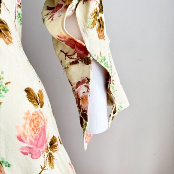 Zara Pastel Green Pink Floral Bias Cut Long Sleeve Maxi Dress XS - Picture 5 of 9